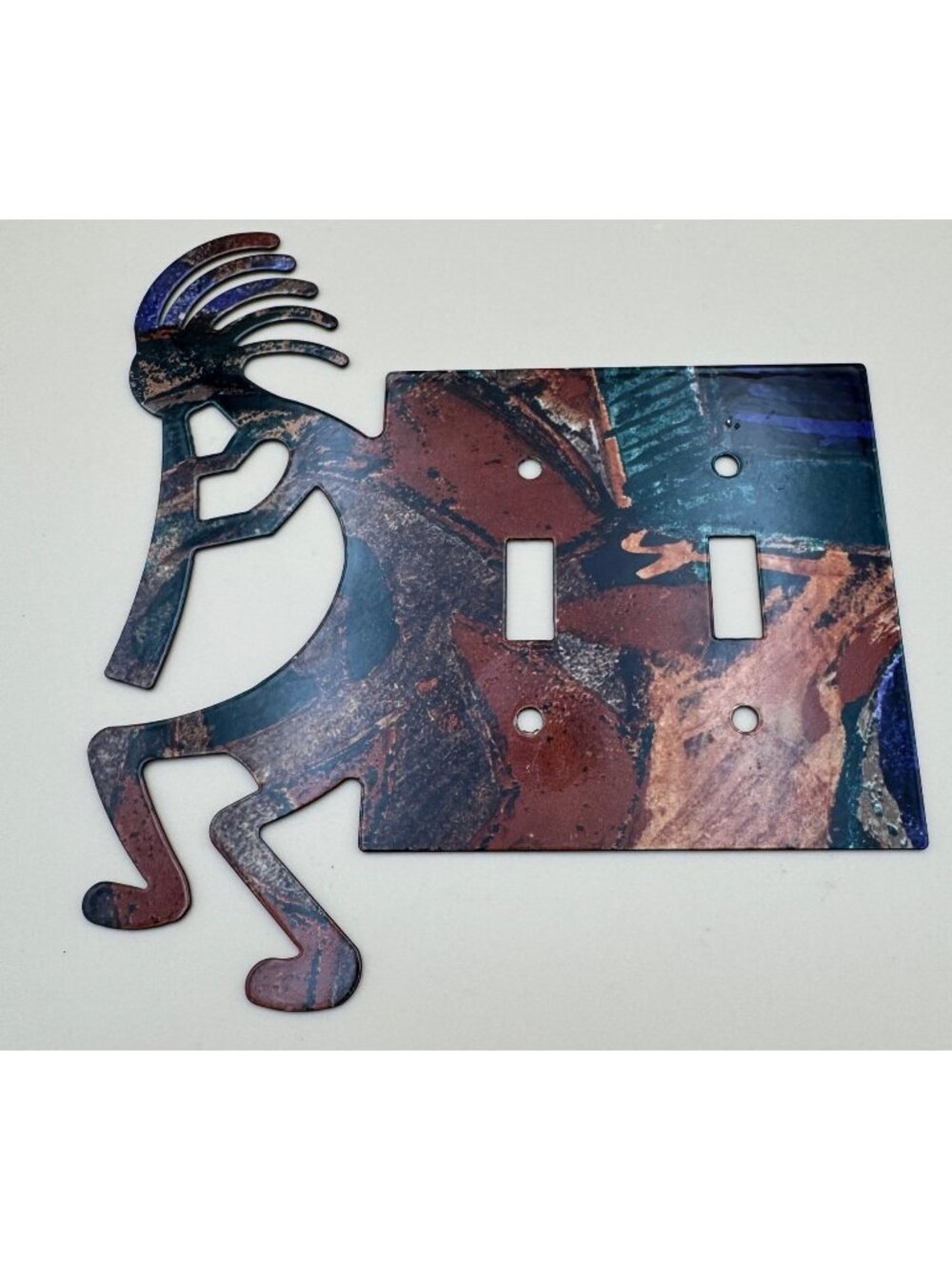 Lazart Kokopelli Reversible Metal Double Light Switch Cover Southwest Fertility